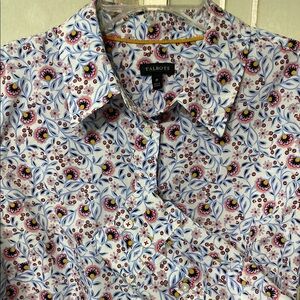 Beautiful floral print, button front, long sleeve shirt, Talbots, Women’s size M